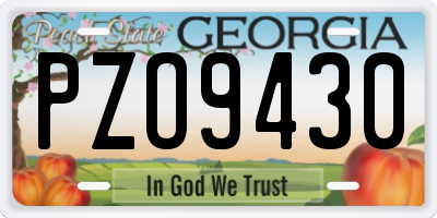 GA license plate PZO9430