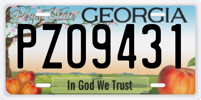 GA license plate PZO9431