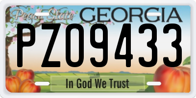 GA license plate PZO9433