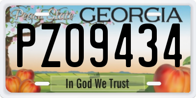 GA license plate PZO9434