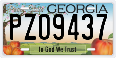 GA license plate PZO9437