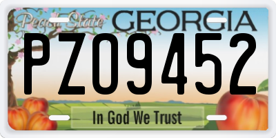 GA license plate PZO9452
