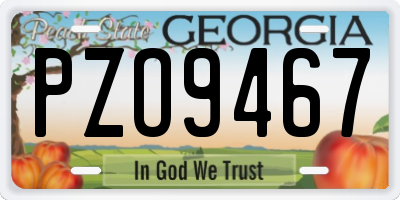 GA license plate PZO9467