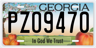 GA license plate PZO9470