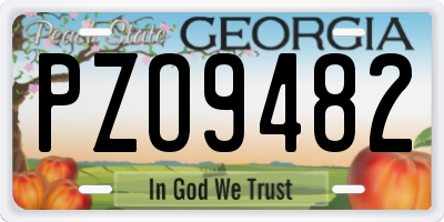 GA license plate PZO9482