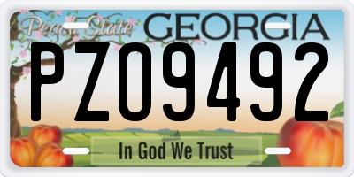 GA license plate PZO9492