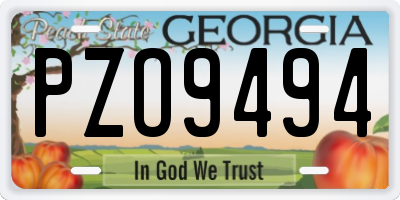 GA license plate PZO9494