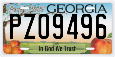 GA license plate PZO9496