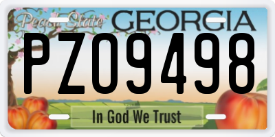 GA license plate PZO9498