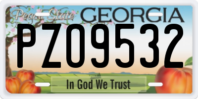 GA license plate PZO9532