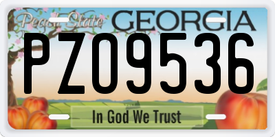 GA license plate PZO9536