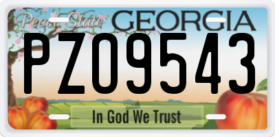 GA license plate PZO9543