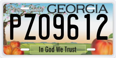 GA license plate PZO9612
