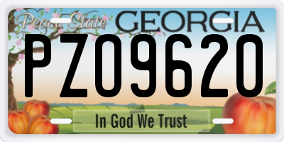 GA license plate PZO9620