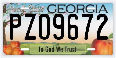 GA license plate PZO9672