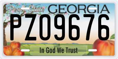 GA license plate PZO9676