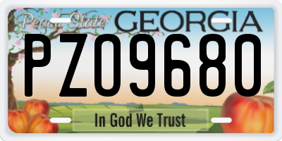 GA license plate PZO9680