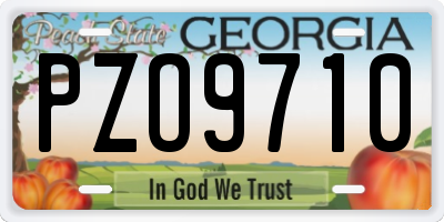 GA license plate PZO9710