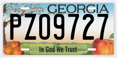 GA license plate PZO9727