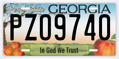 GA license plate PZO9740