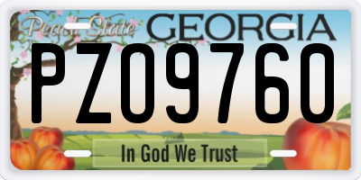 GA license plate PZO9760