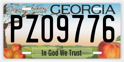 GA license plate PZO9776