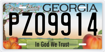 GA license plate PZO9914