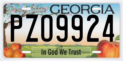 GA license plate PZO9924