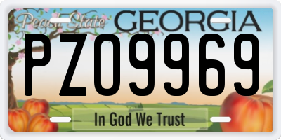 GA license plate PZO9969
