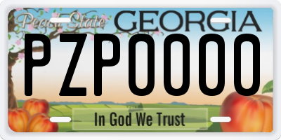 GA license plate PZP0000