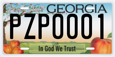 GA license plate PZP0001