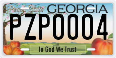 GA license plate PZP0004