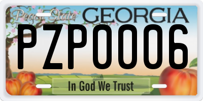 GA license plate PZP0006