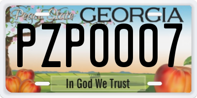 GA license plate PZP0007