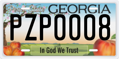GA license plate PZP0008