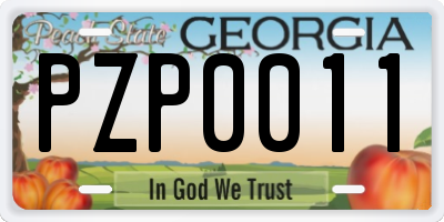 GA license plate PZP0011