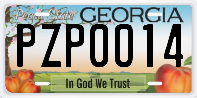 GA license plate PZP0014