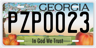 GA license plate PZP0023