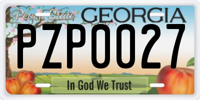 GA license plate PZP0027