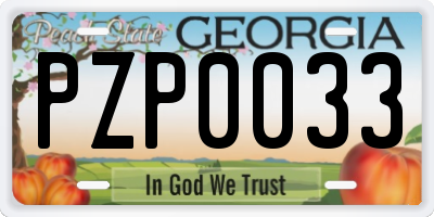 GA license plate PZP0033