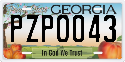 GA license plate PZP0043
