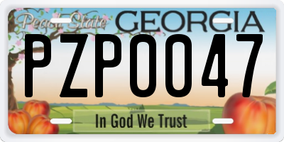 GA license plate PZP0047