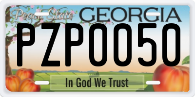 GA license plate PZP0050