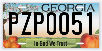 GA license plate PZP0051