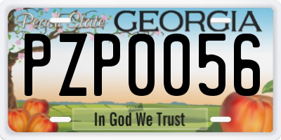 GA license plate PZP0056