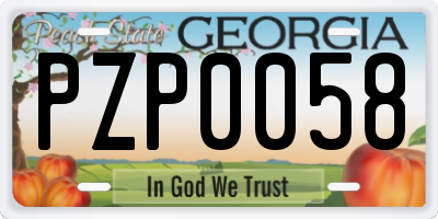 GA license plate PZP0058