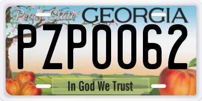 GA license plate PZP0062
