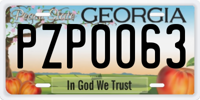 GA license plate PZP0063