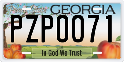 GA license plate PZP0071