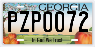 GA license plate PZP0072